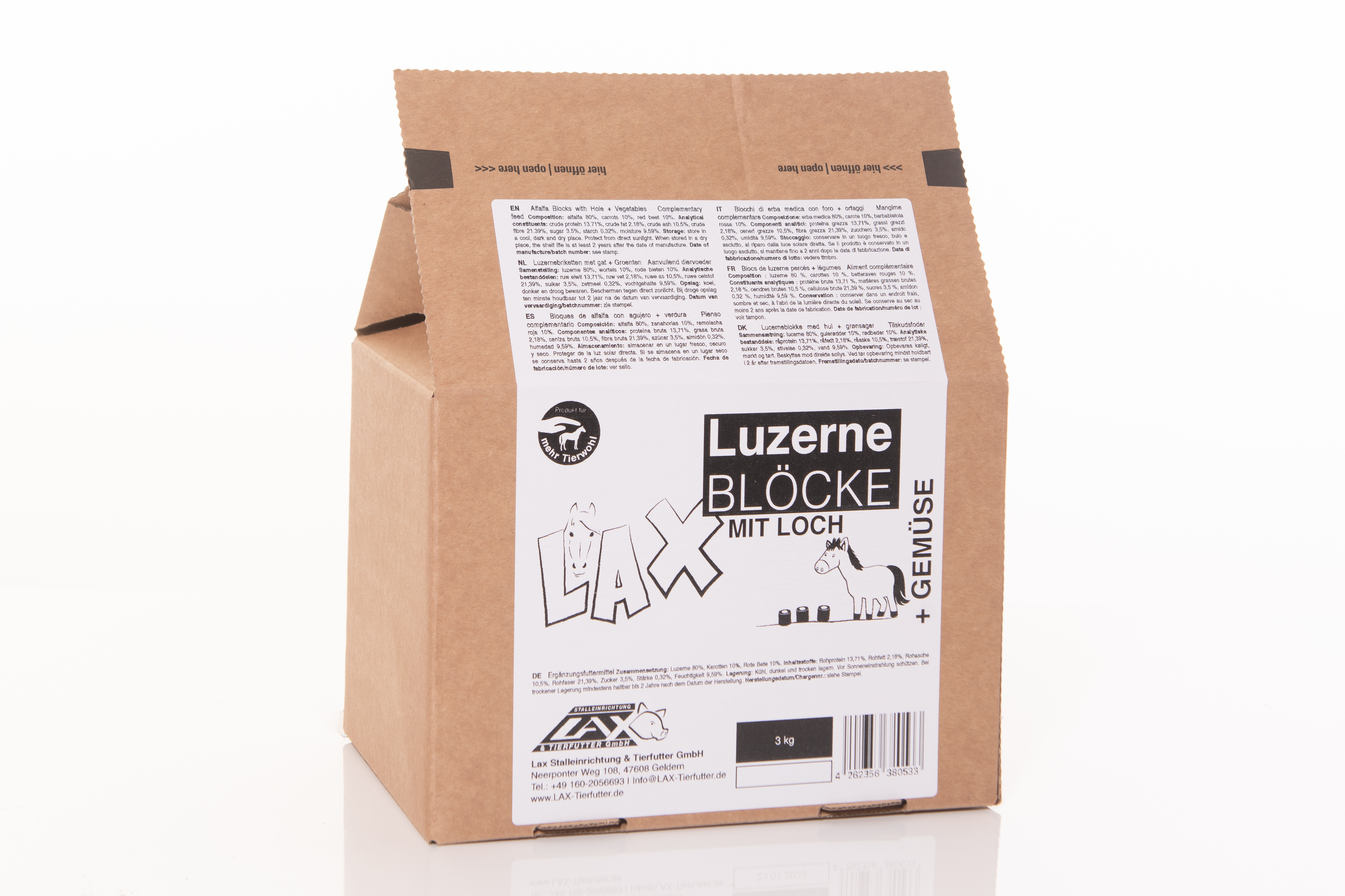 Lax Luzerne + Gemüse Blöcke mit Loch - 3 kg Pack Lax Luzerne + Gemüse Blöcke mit Loch - 3 kg Pack