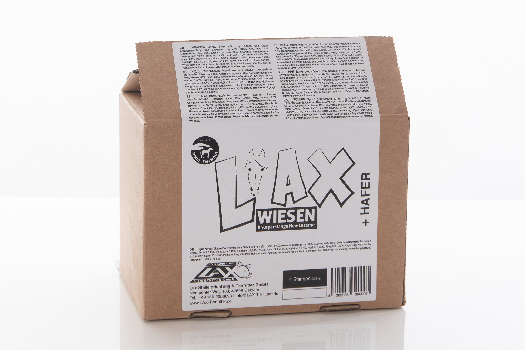 Lax Wiesen Knusperstange - Heu + Luzerne + Hafer - 3,25 kg - 4 Stangen Lax Wiesen Knusperstange - Heu + Luzerne + Hafer - 3,25 kg - 4 Stangen