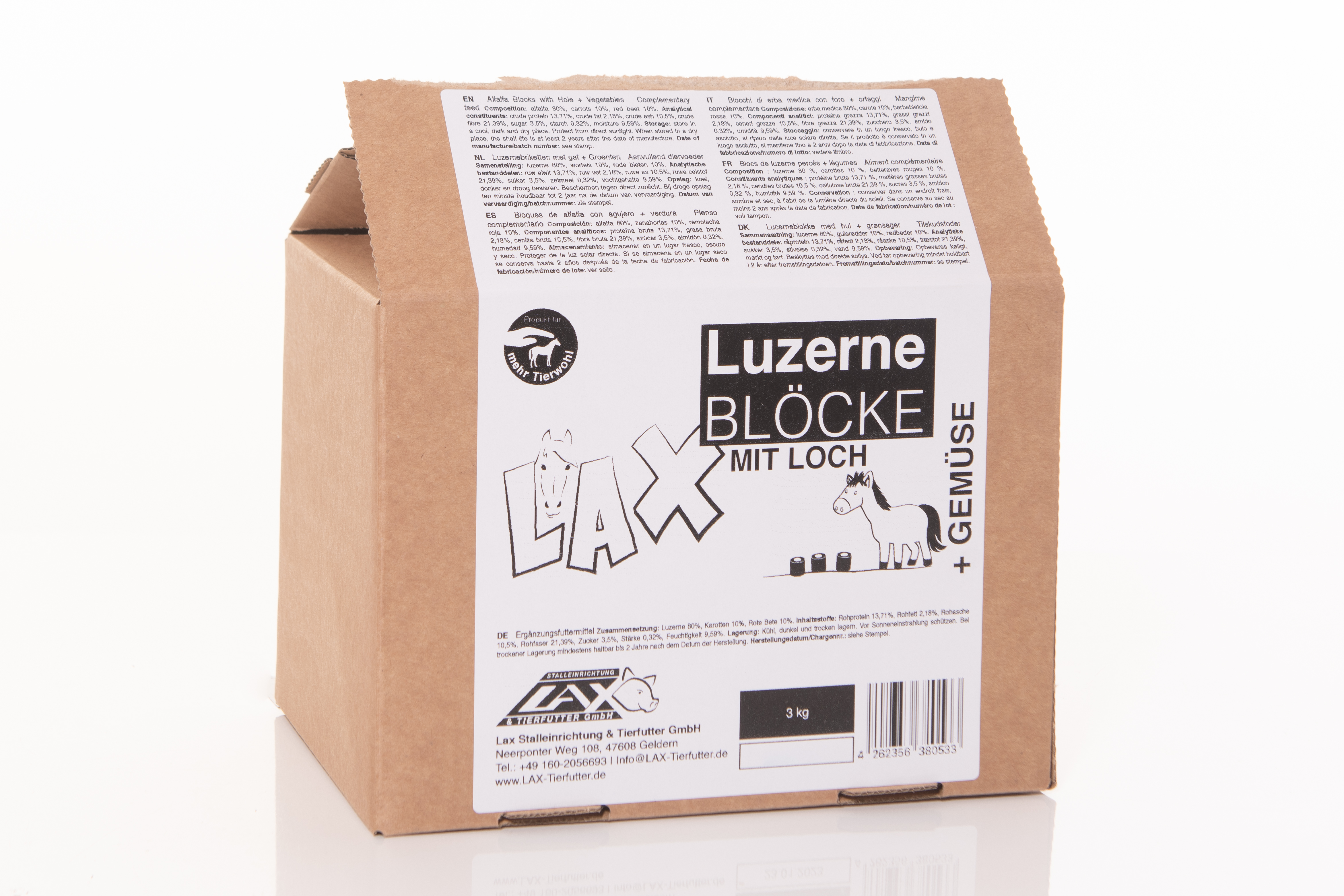 Lax Luzerne + Gemüse Blöcke mit Loch - 3 kg Pack
